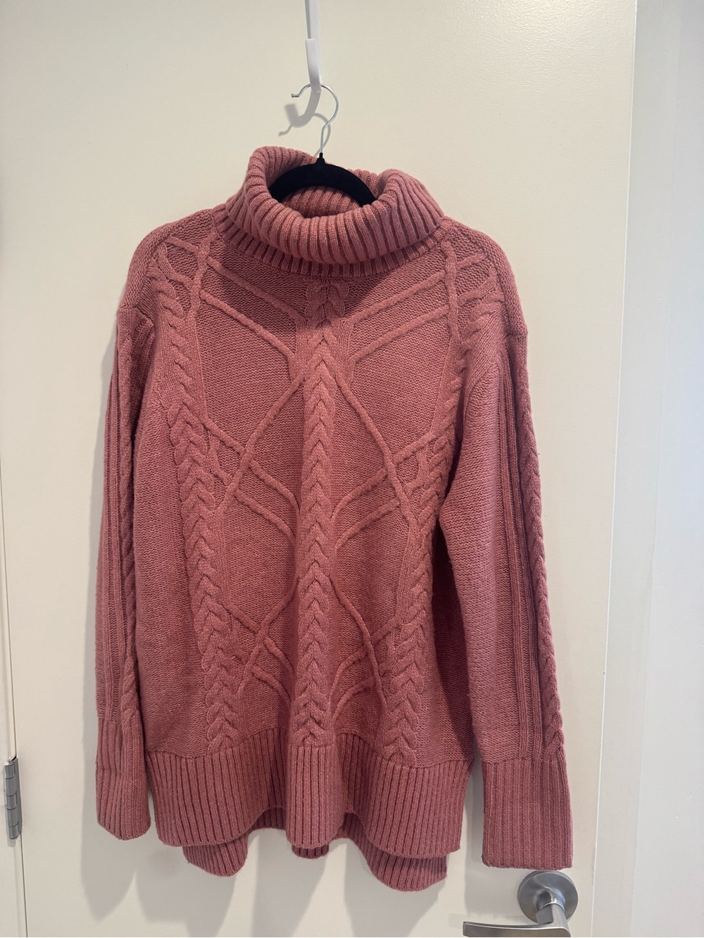 Simply Vera Vera Wang Dusty Rose Cable Knit Turtleneck Sweater